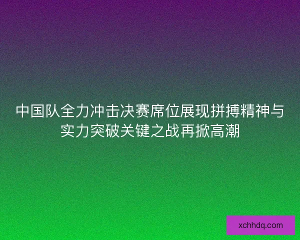 中国队全力冲击决赛席位展现拼搏精神与实力突破关键之战再掀高潮
