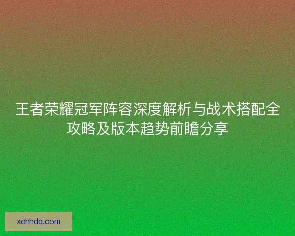 王者荣耀冠军阵容深度解析与战术搭配全攻略及版本趋势前瞻分享 王者荣耀冠军阵容深度解析与战术搭配全攻略及版本趋势前瞻分享